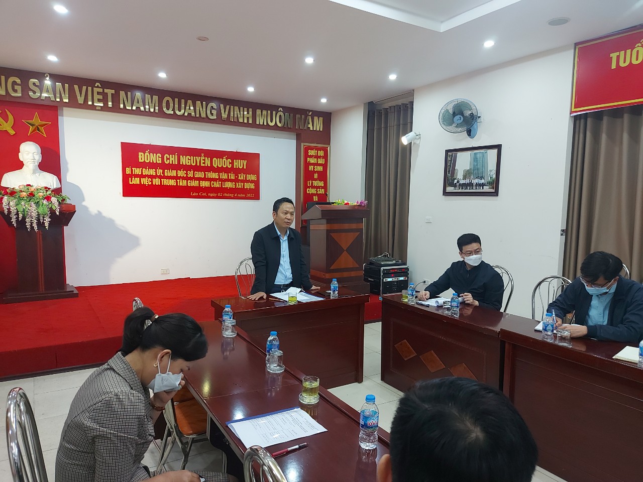 Chương trình làm việc của đồng chí Nguyễn Quốc Huy- Bí thư Đảng ủy, Giám đốc Sở GTVT-XD với Trung tâm Giám định Chất lượng xây dựng tỉnh Lào Cai